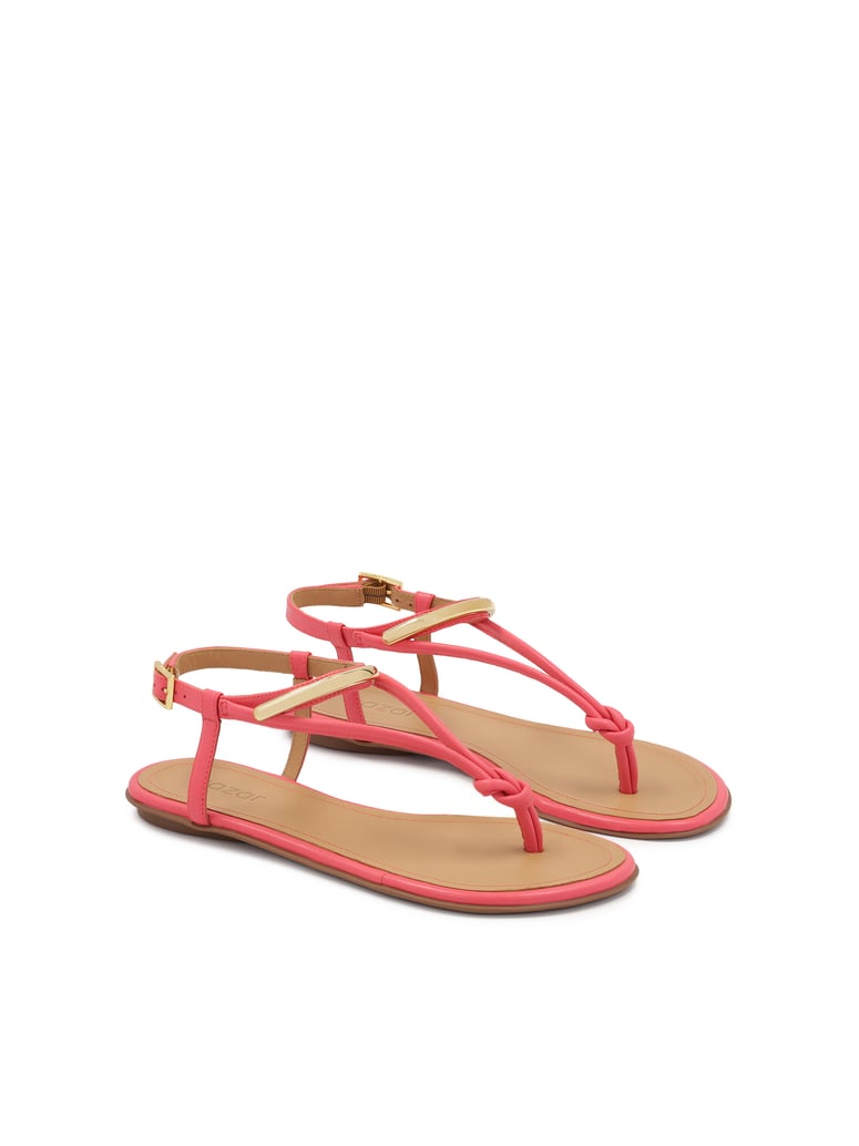 Kazar-Rosa-flache-Sandalen-mit-Metallverzierun