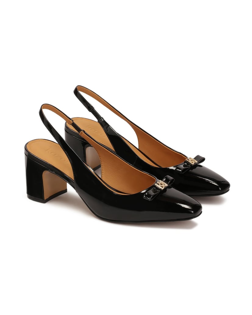 Kazar-Black-patent-leather-pumps-with-embellishment-on-the-nose-čierna