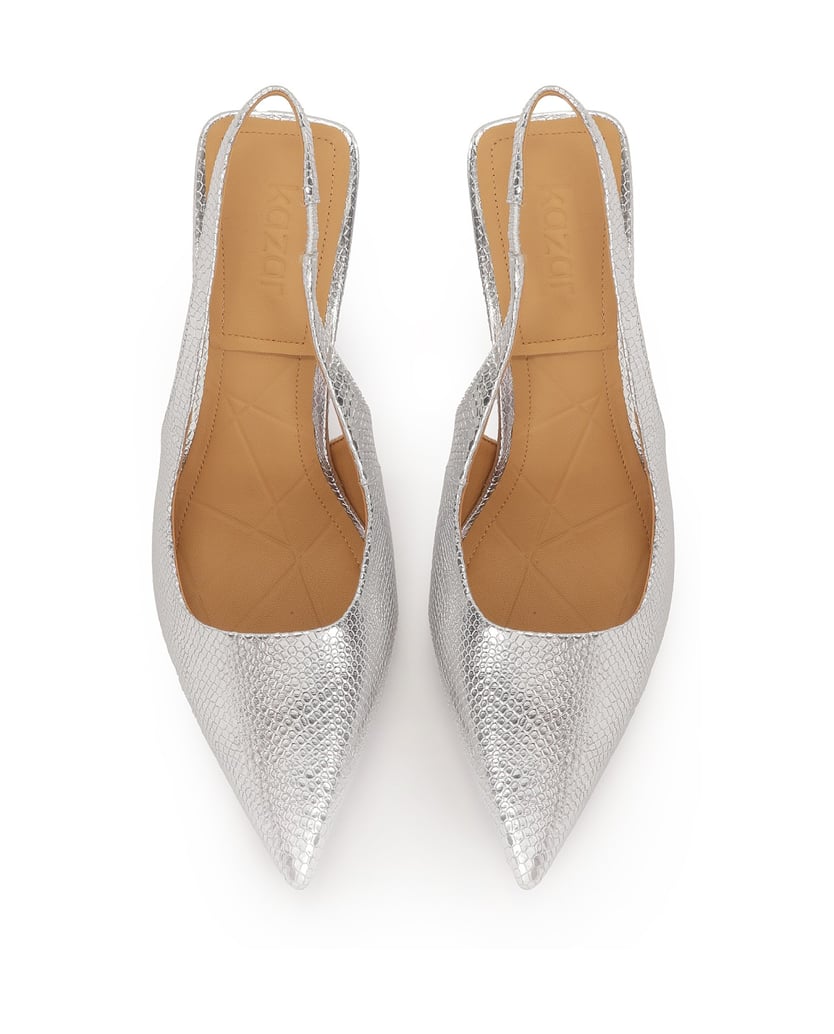Kazar-Silver-embossed-leather-slingback-pumps-strieborná
