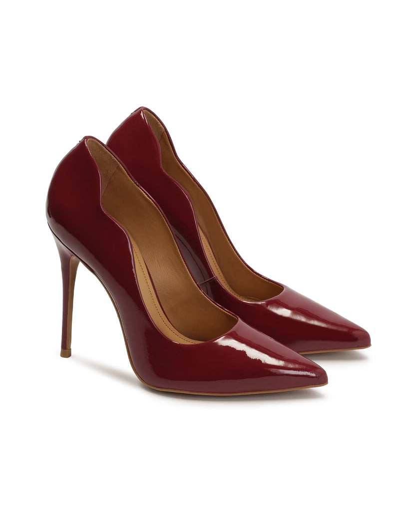 Kazar-Kastanienbraune-Pumps-mit-gerüschtem-Sch-rot