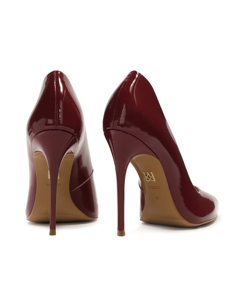 Kazar-Kastanienbraune-Pumps-mit-gerüschtem-Sch-rot