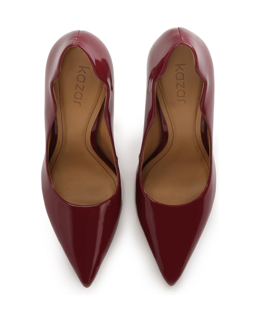 Kazar-Kastanienbraune-Pumps-mit-gerüschtem-Sch-rot