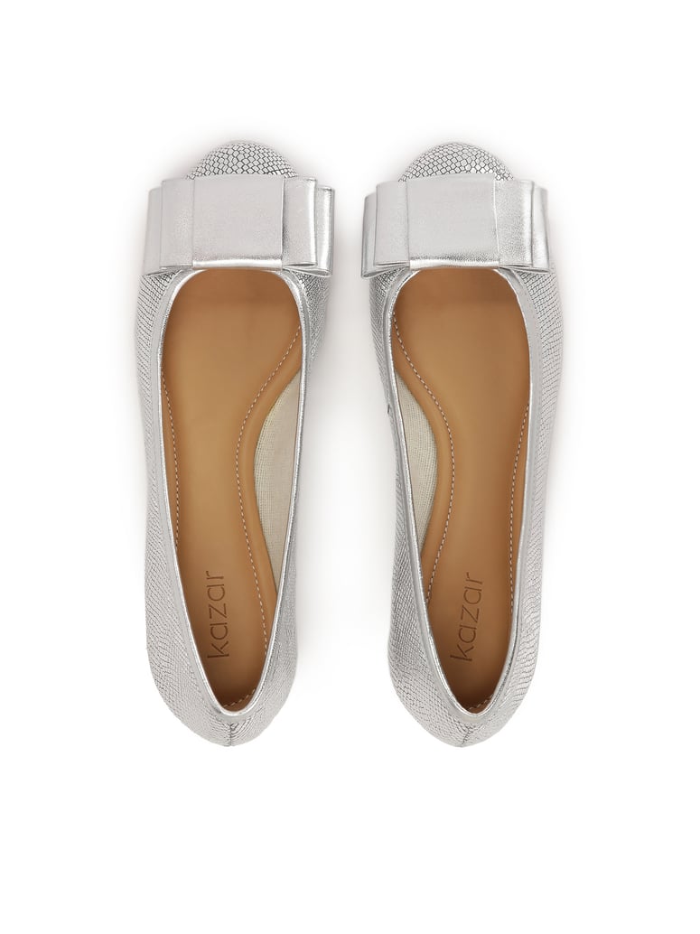 Kazar-Geprägte-Lederballerinas-in-silberner-Fa