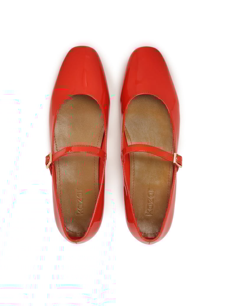 Kazar-Rote-Pumps-mit-flacher-Sohle-von-Mary-Ja