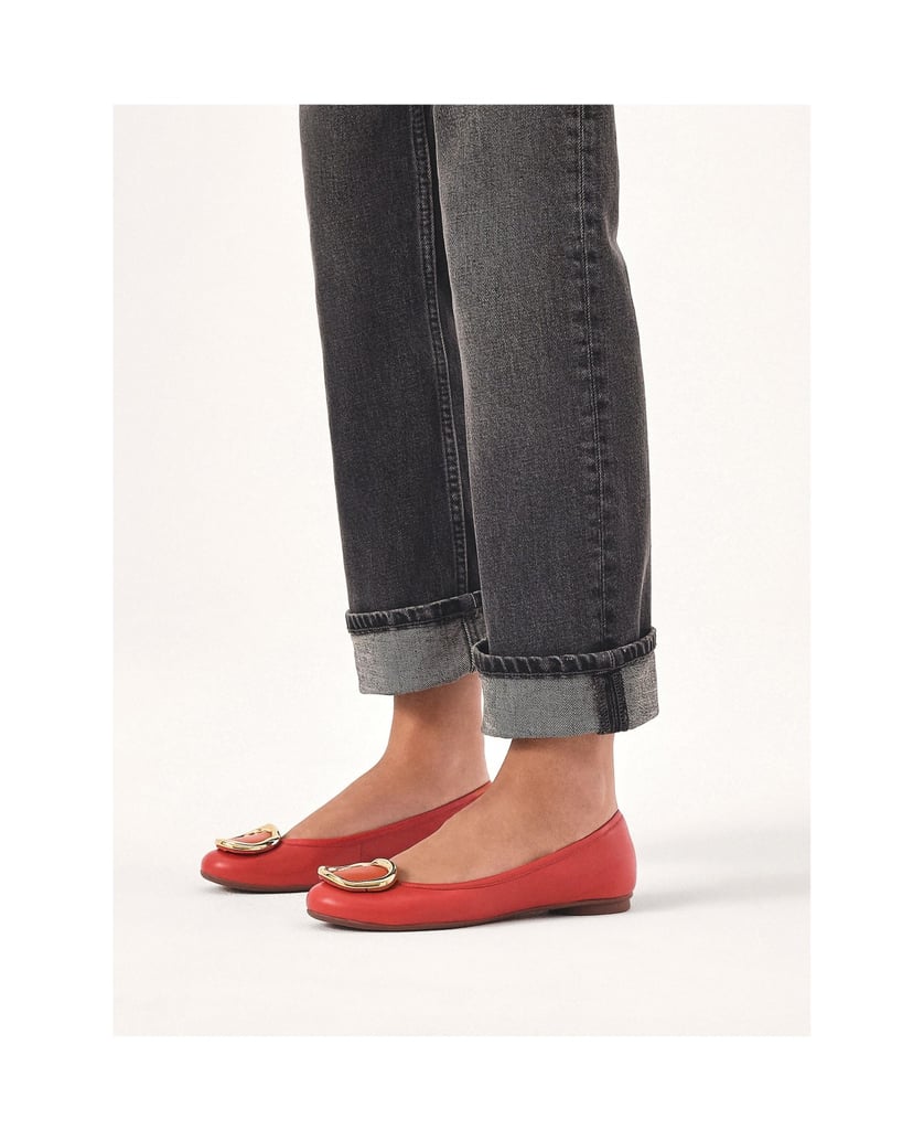 Kazar-Red-leather-ballerinas-with-metal-accents-červená