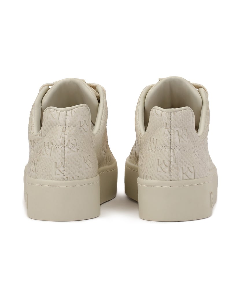 Kazar-Bequeme-Ledersneaker-mit-geprägtem-Muster-weiss