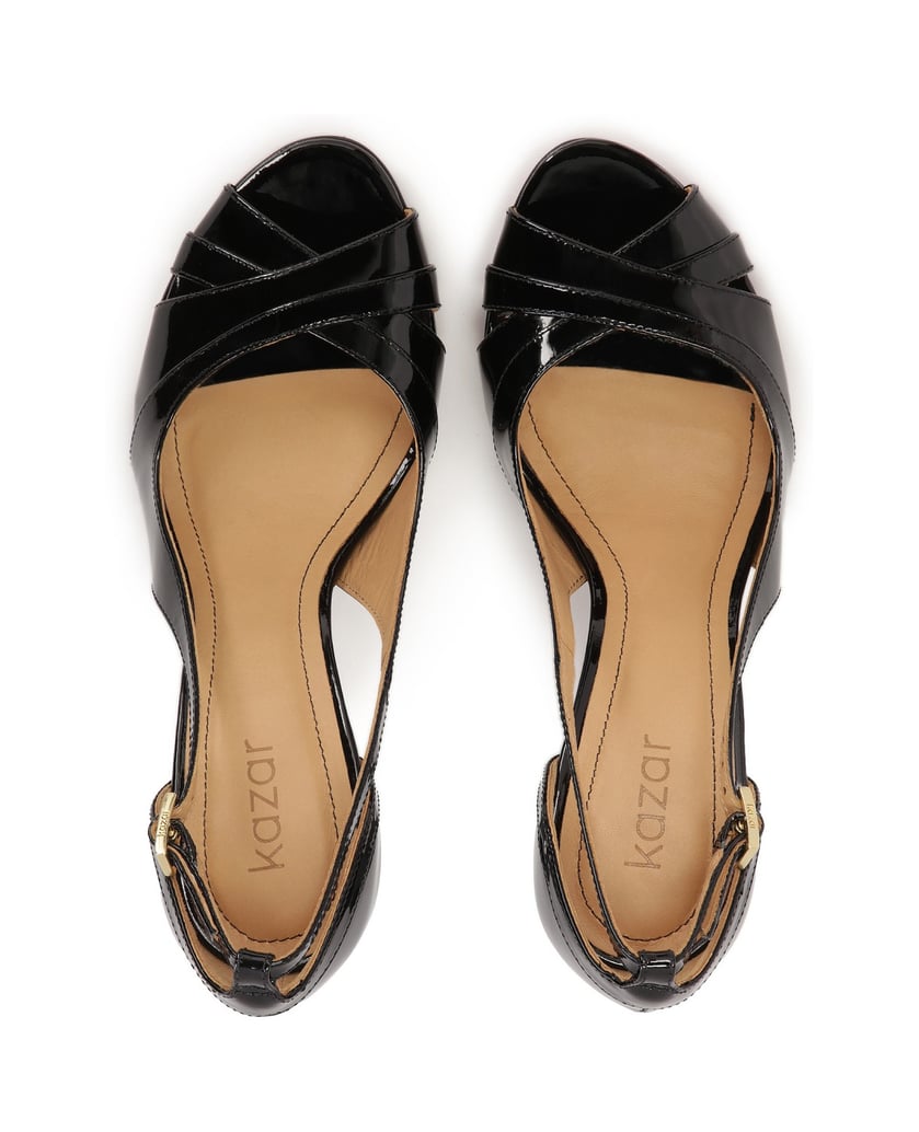 Kazar-Patent-leather-black-open-toe-pumps-černá