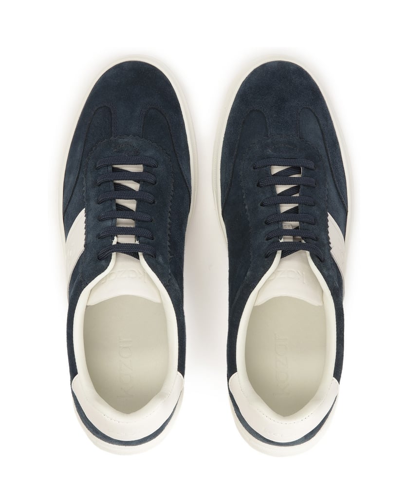 Kazar-Marineblaue-und-weiße-Wildleder-Sneakers-dunkelblau