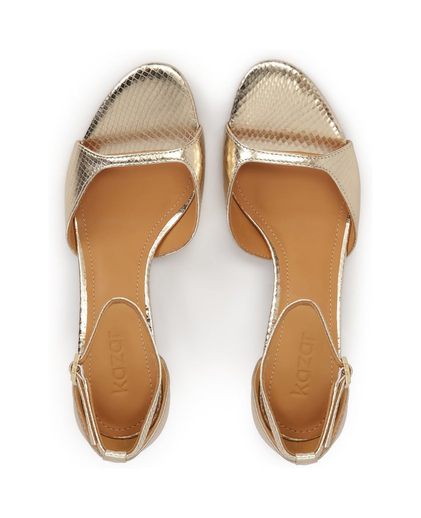 Kazar-Gold-embossed-leather-sandals-with-low-heel-zlatá