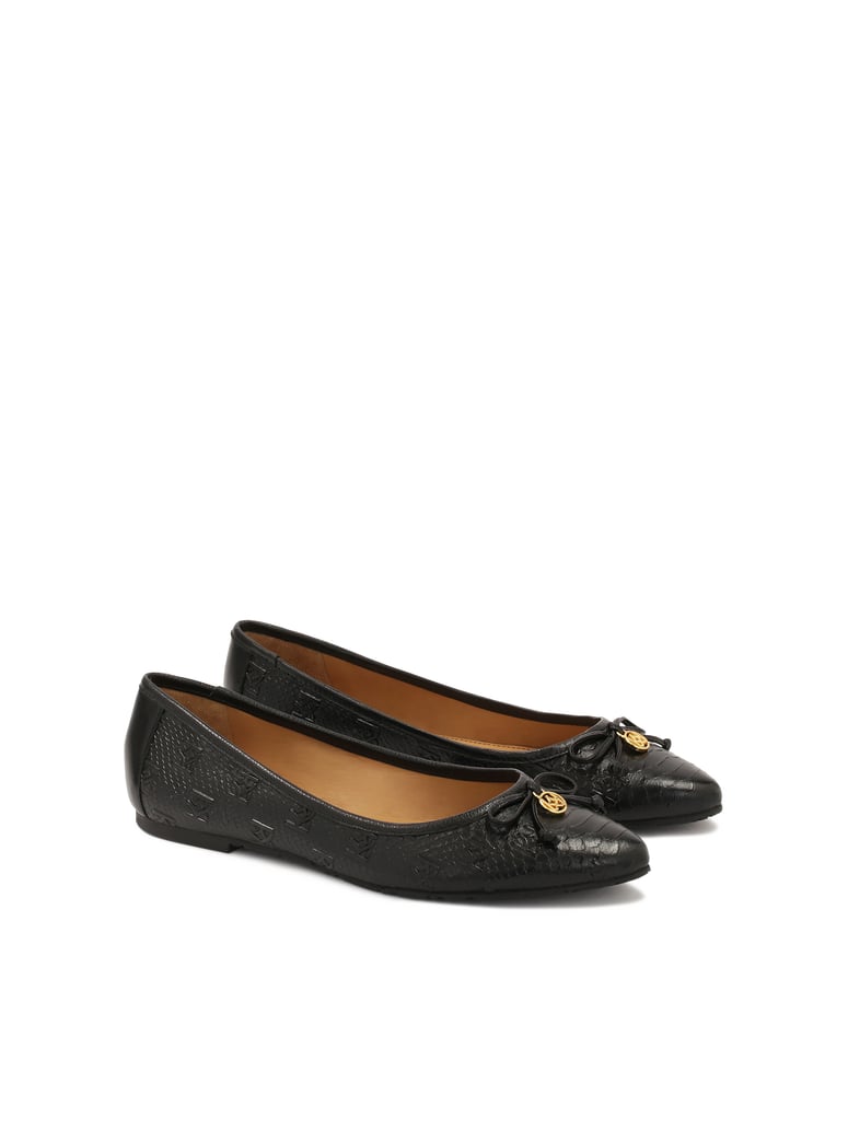 Kazar-Schwarze-Ballerinas-mit-geprägtem-Muster