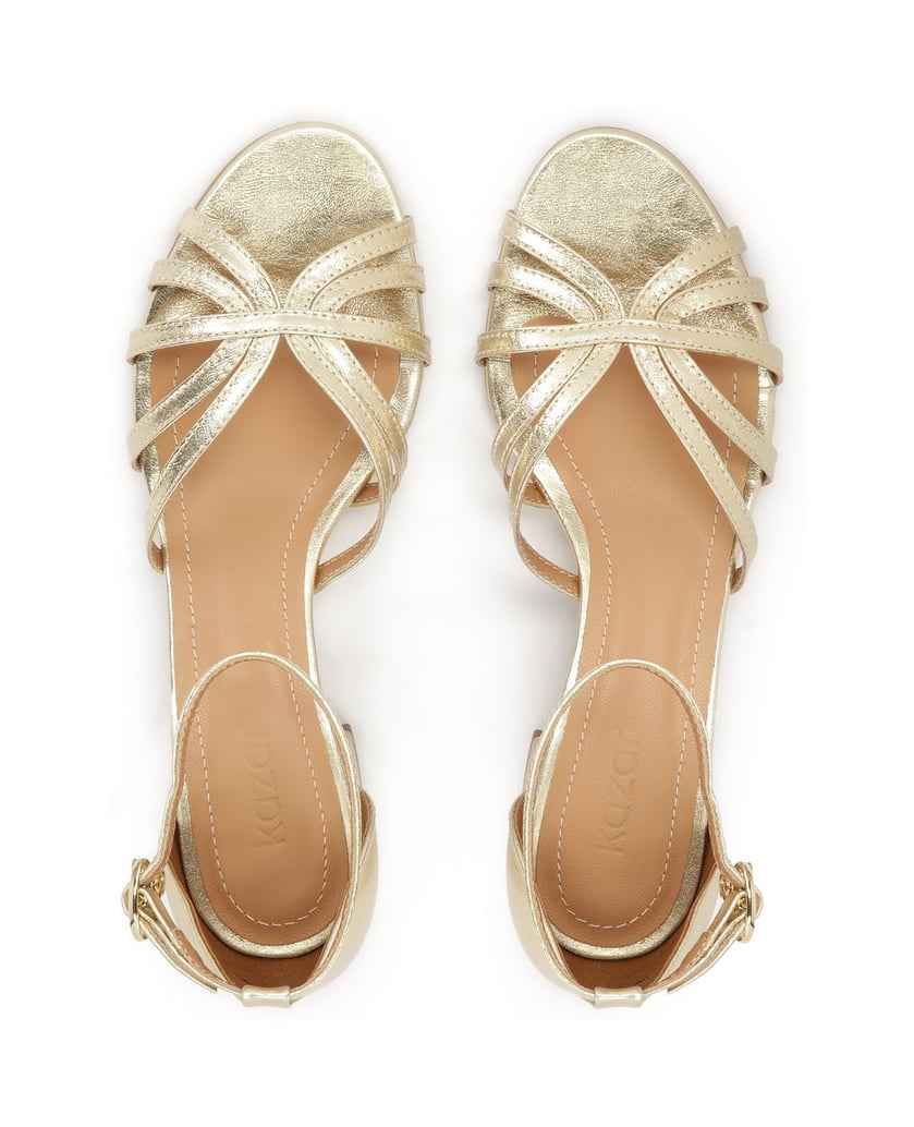Kazar-Gold-sandals-with-low-wide-heel-zlatá