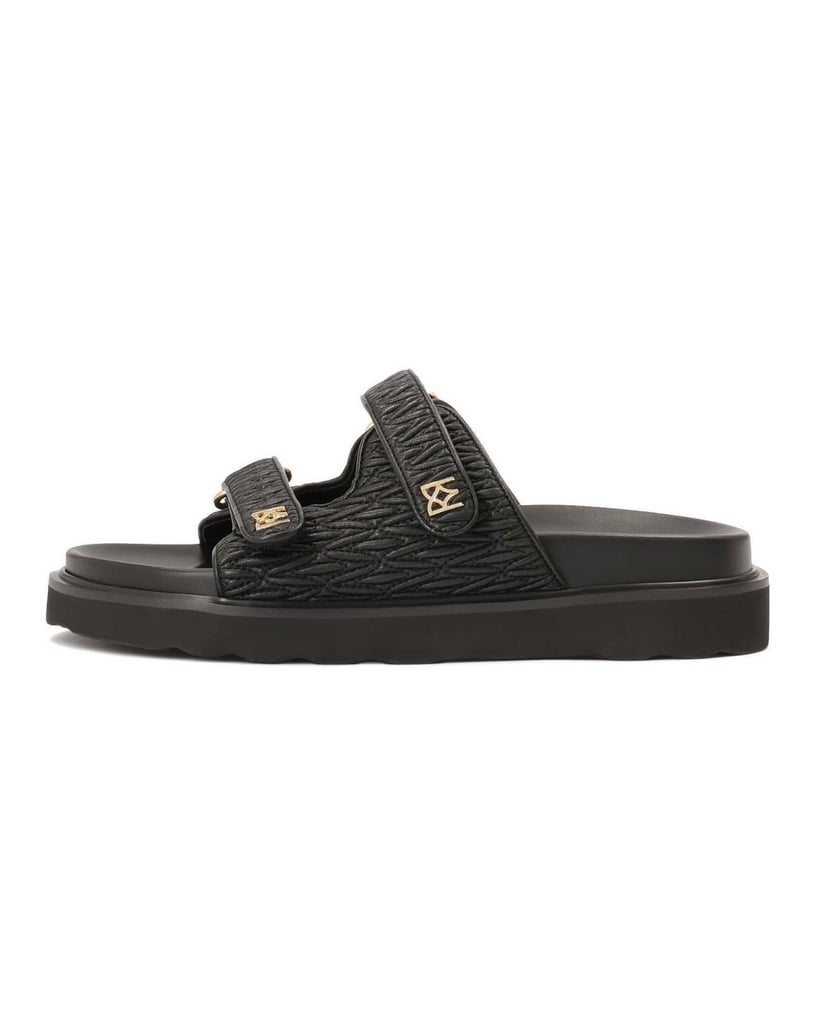 Kazar-Schwarze-geprägte-Leder-Slides-auf-beque-schwarz