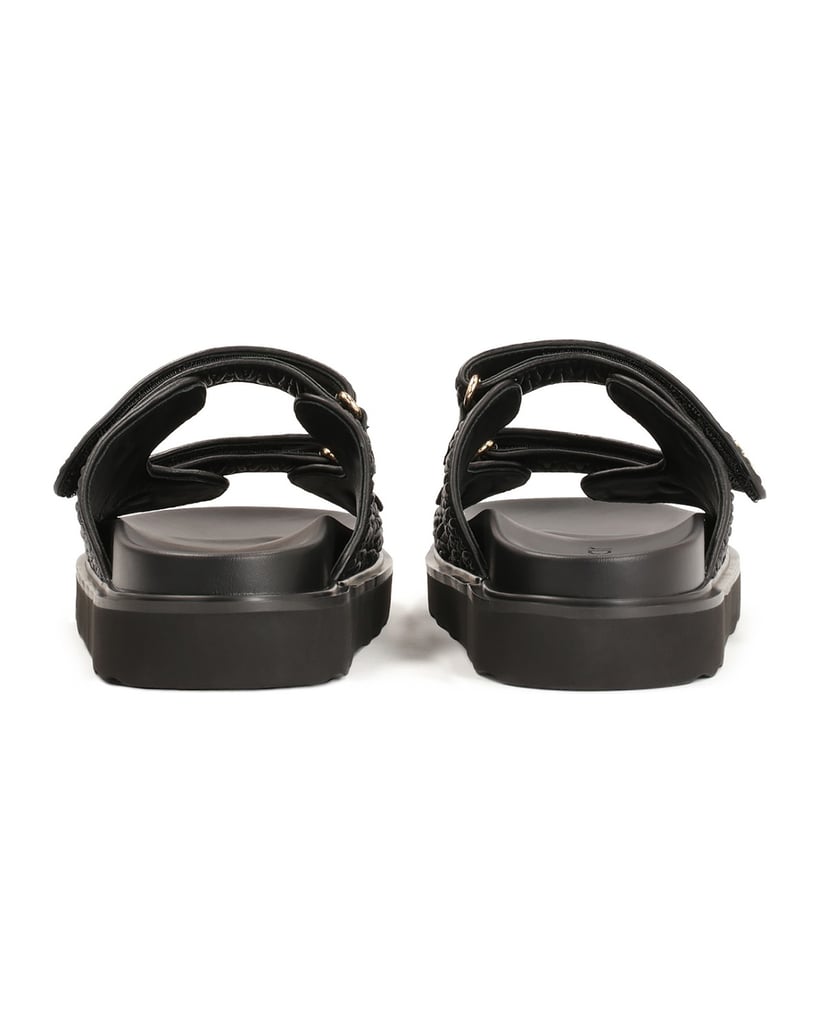 Kazar-Schwarze-geprägte-Leder-Slides-auf-beque-schwarz