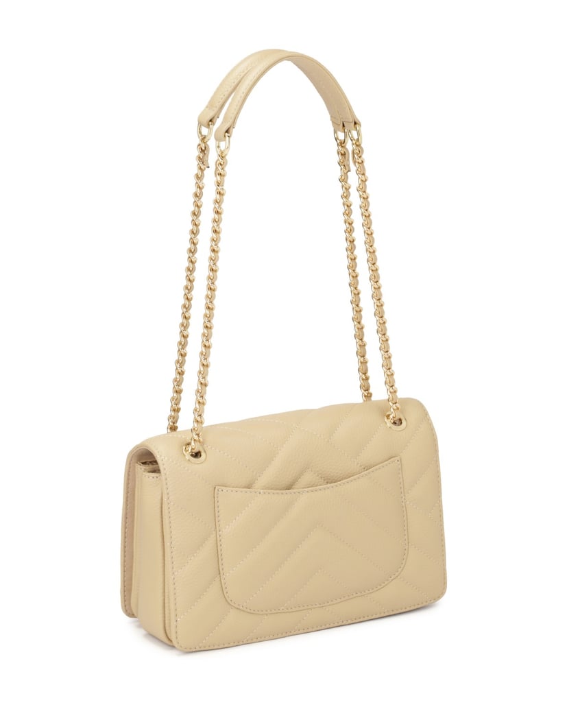 Kazar-Beigefarbene-Kettenhandtasche-mit-Ledere-beige