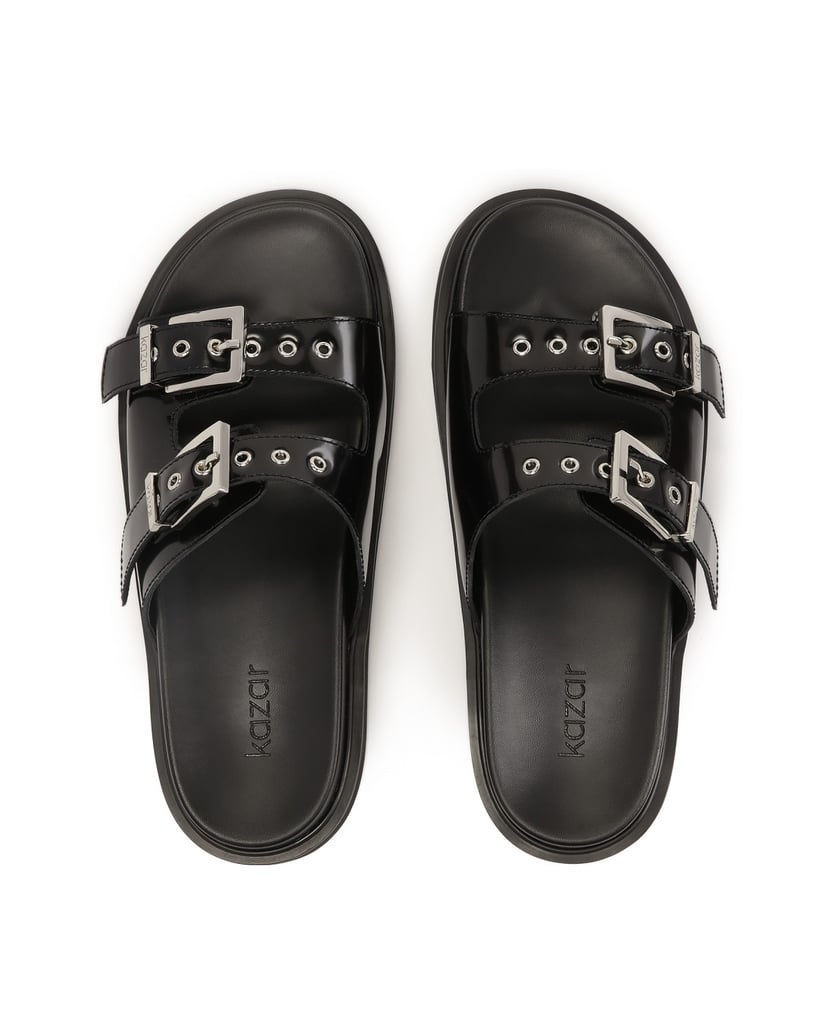 Kazar-Schwarze-Pantoletten-aus-glänzendem-Lede-schwarz