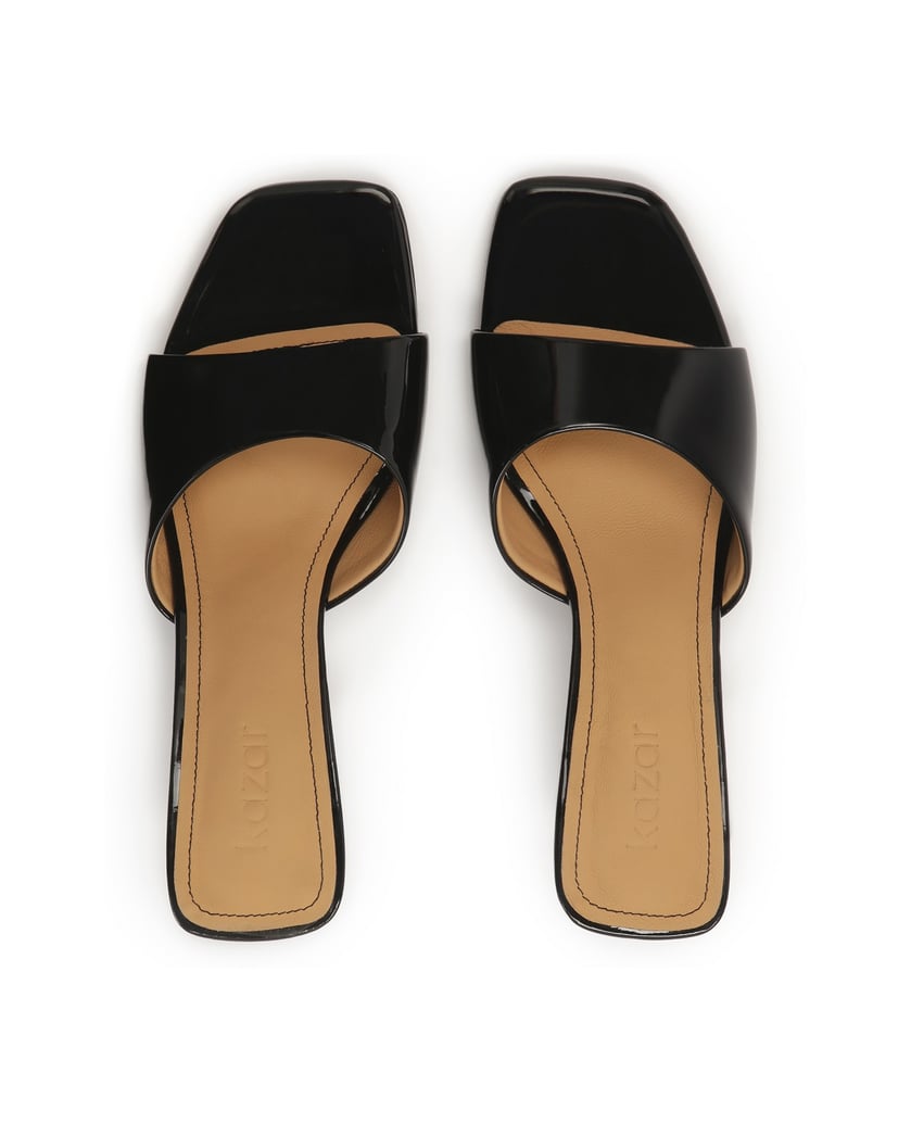 Kazar-Patent-leather-black-mules-with-square-nose-čierna