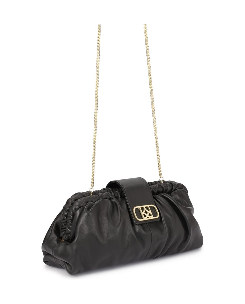 Kazar-Black-clutch-handbag-with-striking-logo-čierna