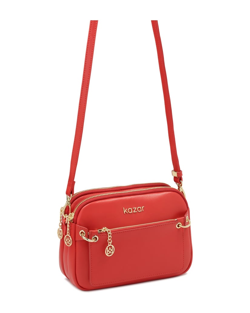 Kazar-Red-strap-bag-with-detachable-pouch-červená