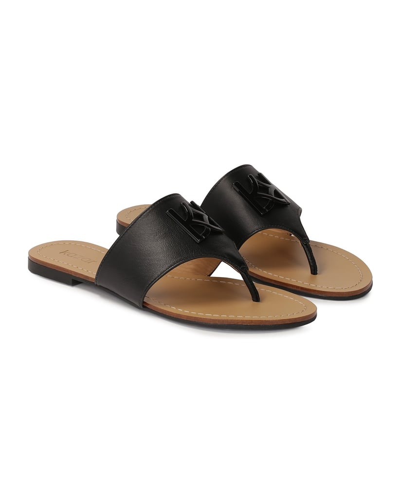 Kazar-Black-leather-flip-flops-with-wide-strap-černá