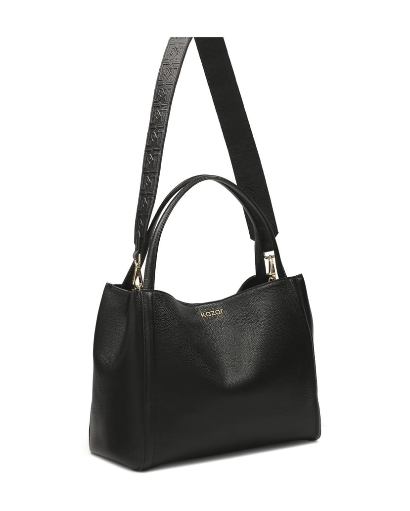 Kazar-Große-schwarze-Handtasche-aus-weichem-Le-schwarz