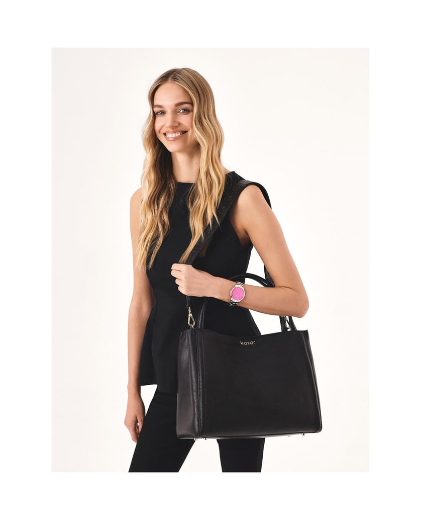 Kazar-Große-schwarze-Handtasche-aus-weichem-Le-schwarz