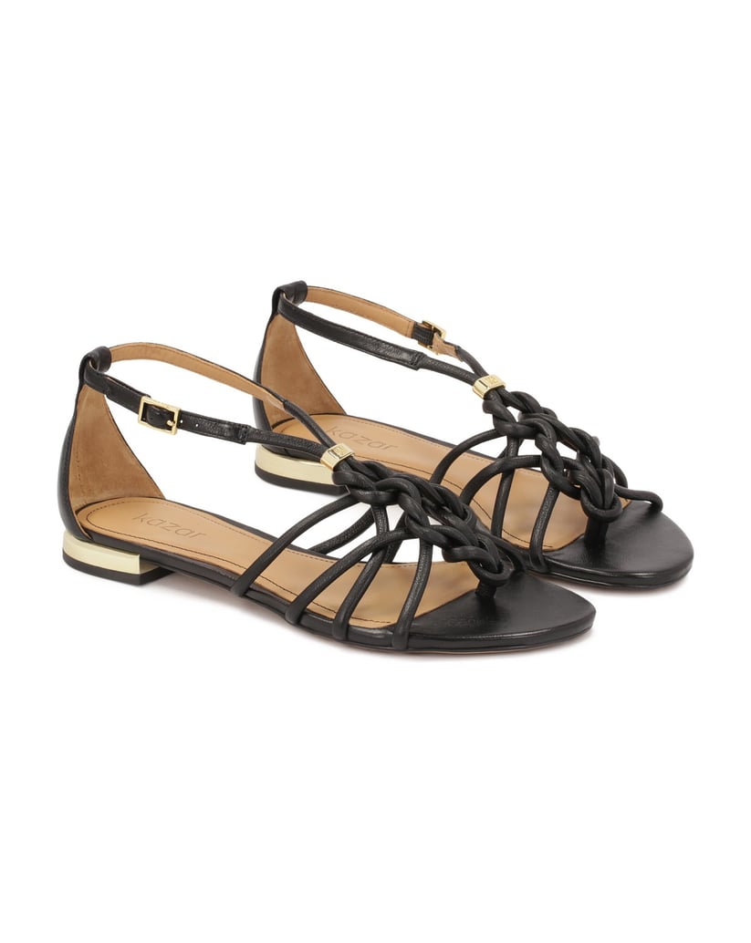 Kazar-Black-flat-sandals-with-gold-heel-čierna