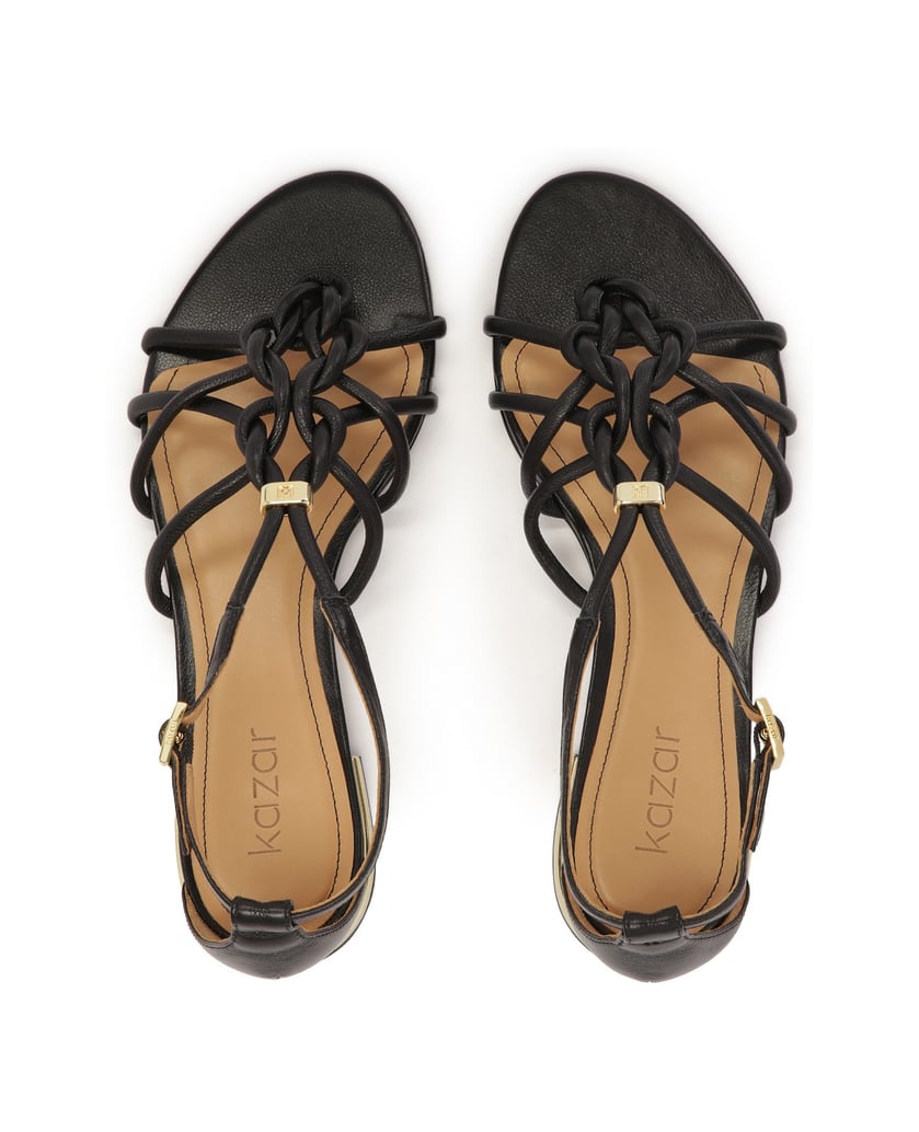 Kazar-Black-flat-sandals-with-gold-heel-čierna