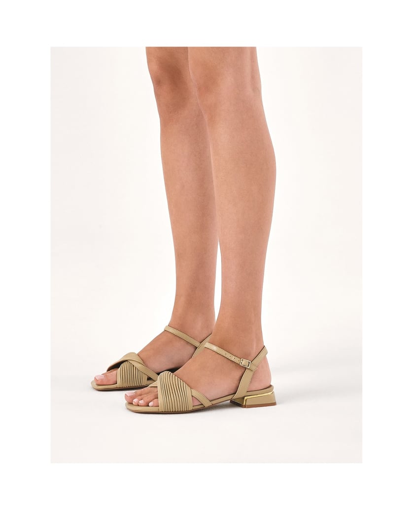 Kazar-Low-leather-sandals-in-beige-color-béžová