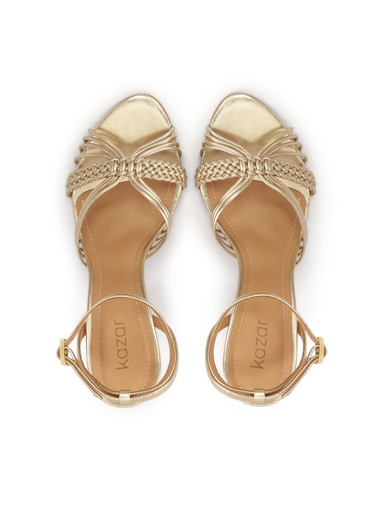 Kazar-Goldfarbene-Sandalen-mit-geflochtenem-Ri