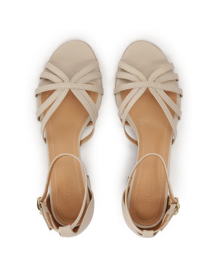 Kazar-Beige-sandals-with-full-heel-on-a-post-béžová