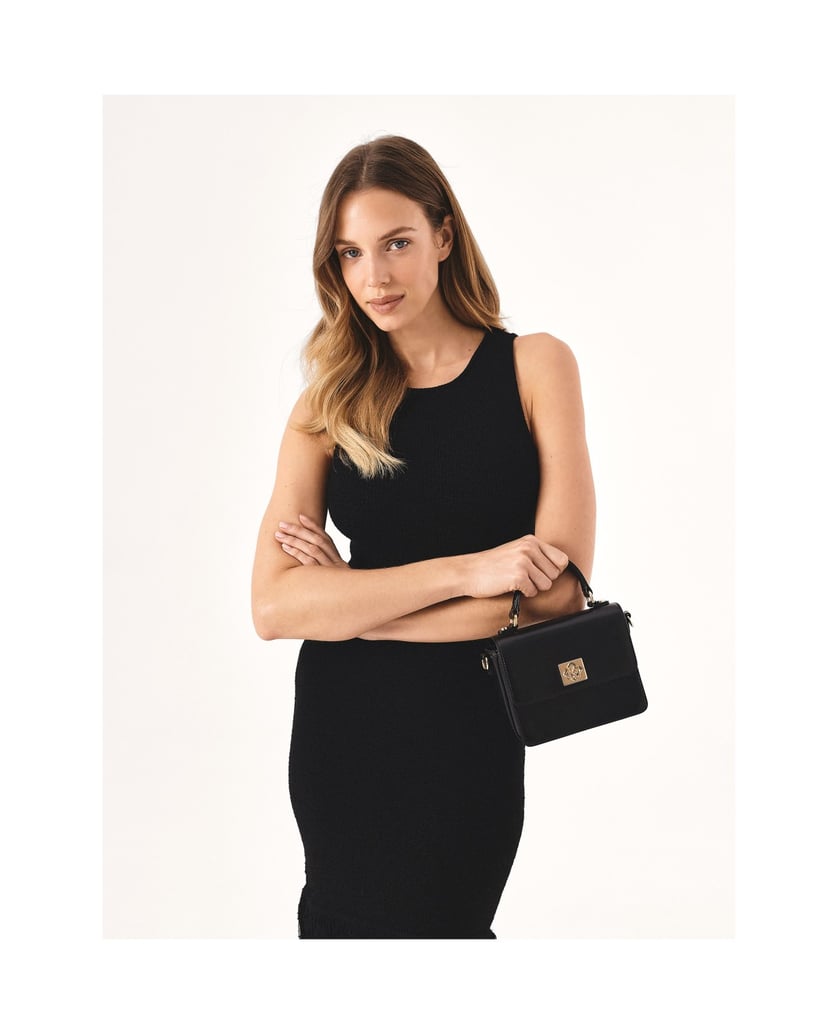 Kazar-Kleine-schwarze-Handtasche-mit-Klappe-schwarz