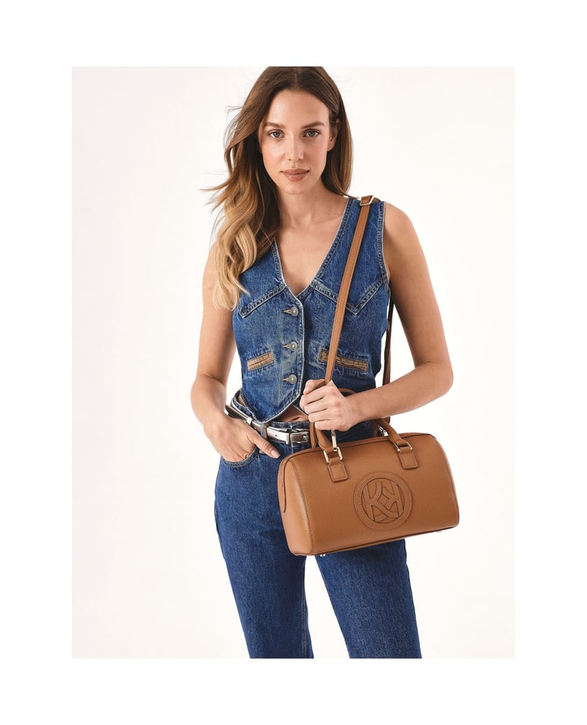Kazar-Light-brown-leather-trunk-handbag-ťavia
