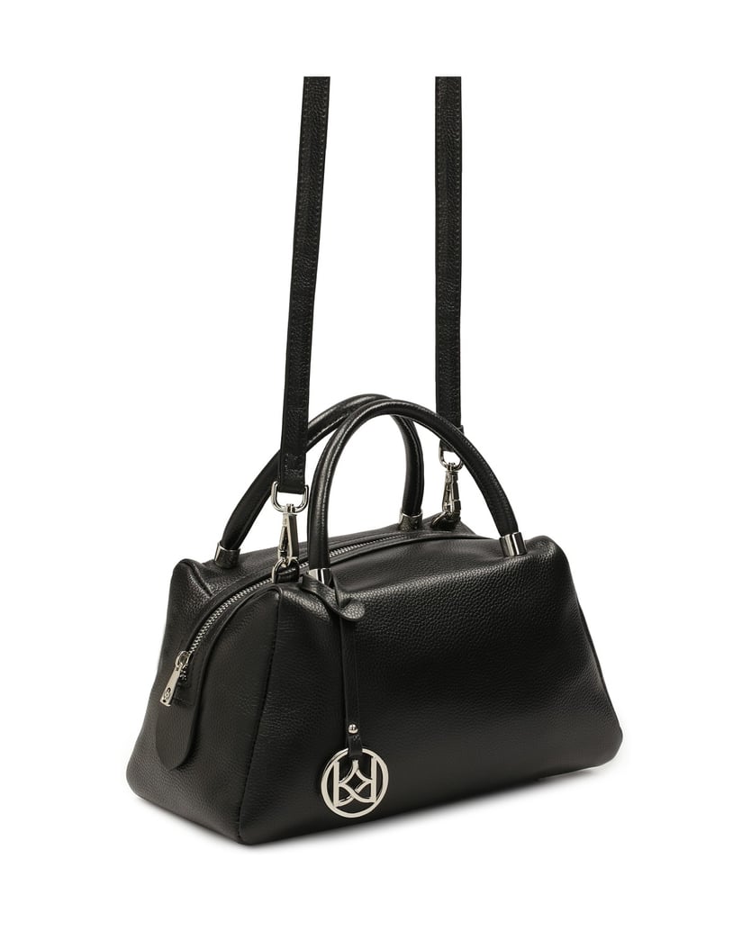 Kazar-Soft-leather-handbag-with-handles-and-strap-černá