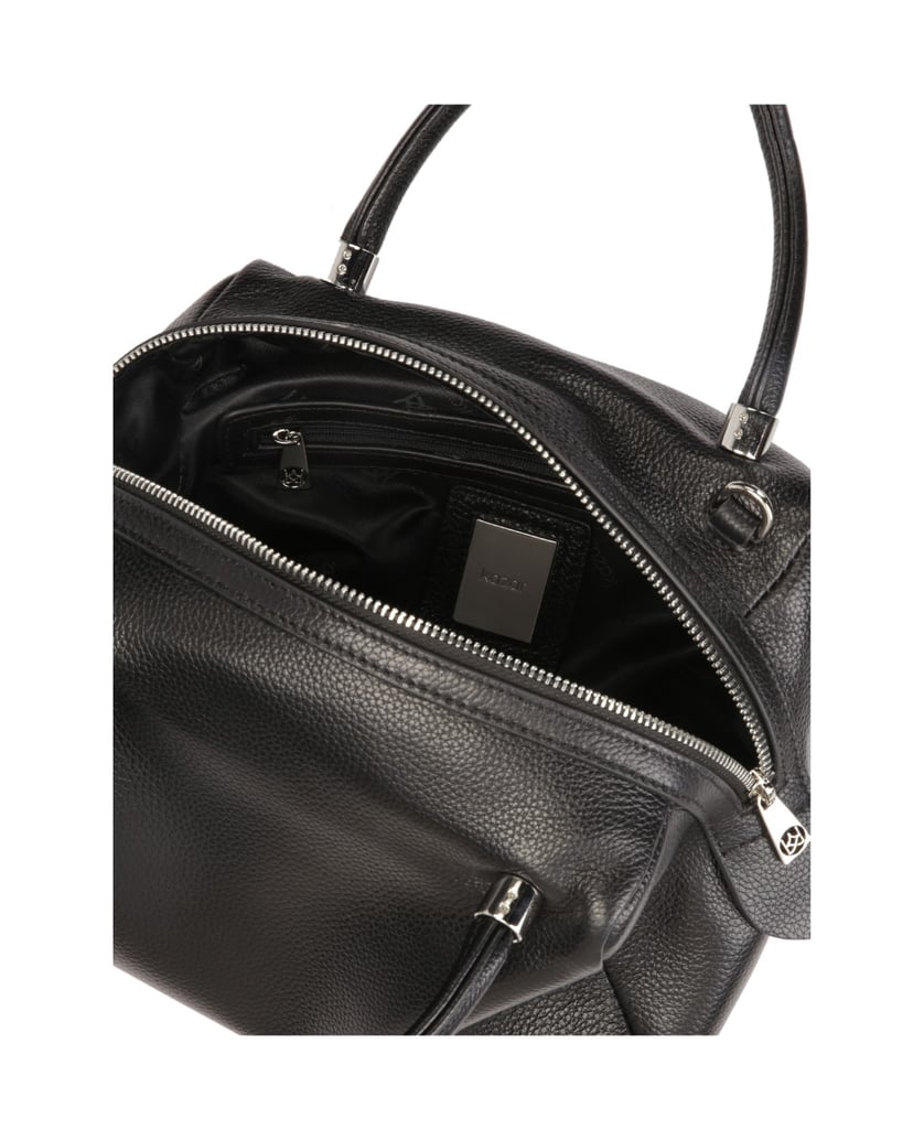 Kazar-Soft-leather-handbag-with-handles-and-strap-černá