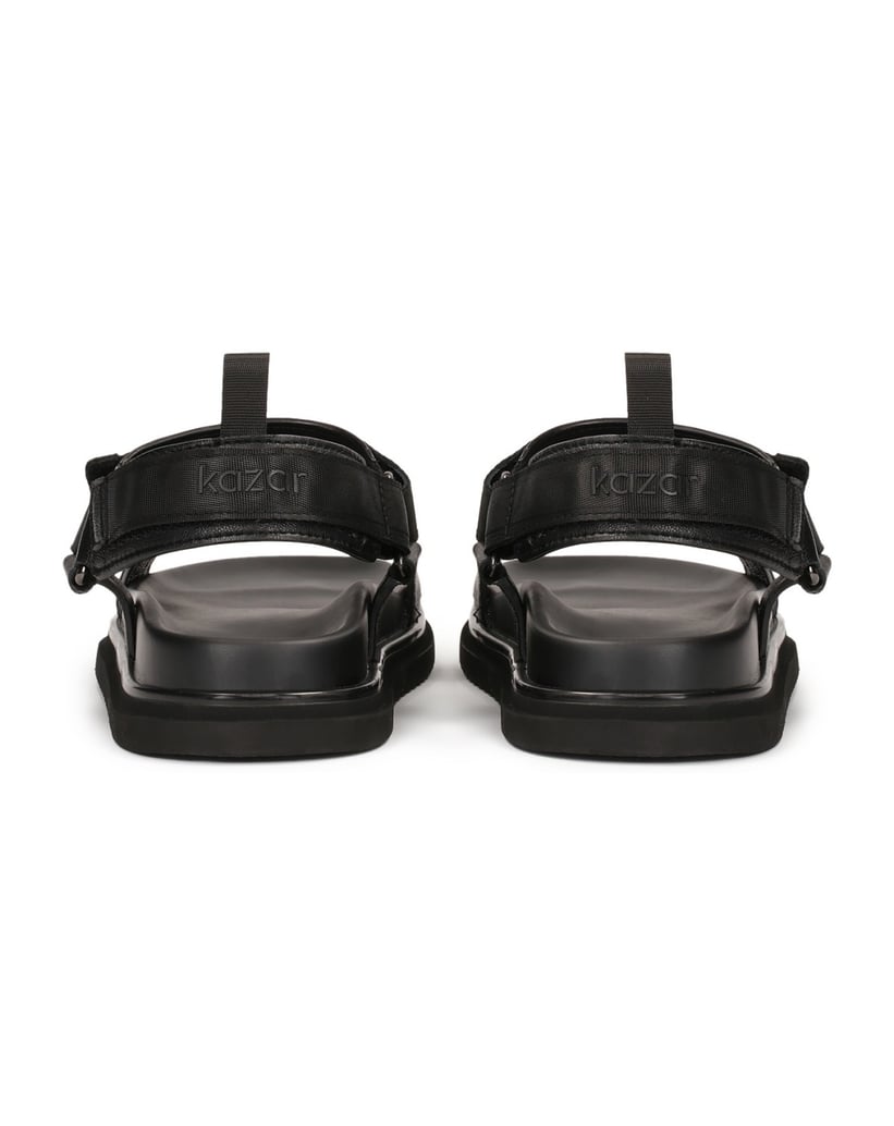 Kazar-Schwarze-Ledersandalen-mit-Klettverschlu-schwarz