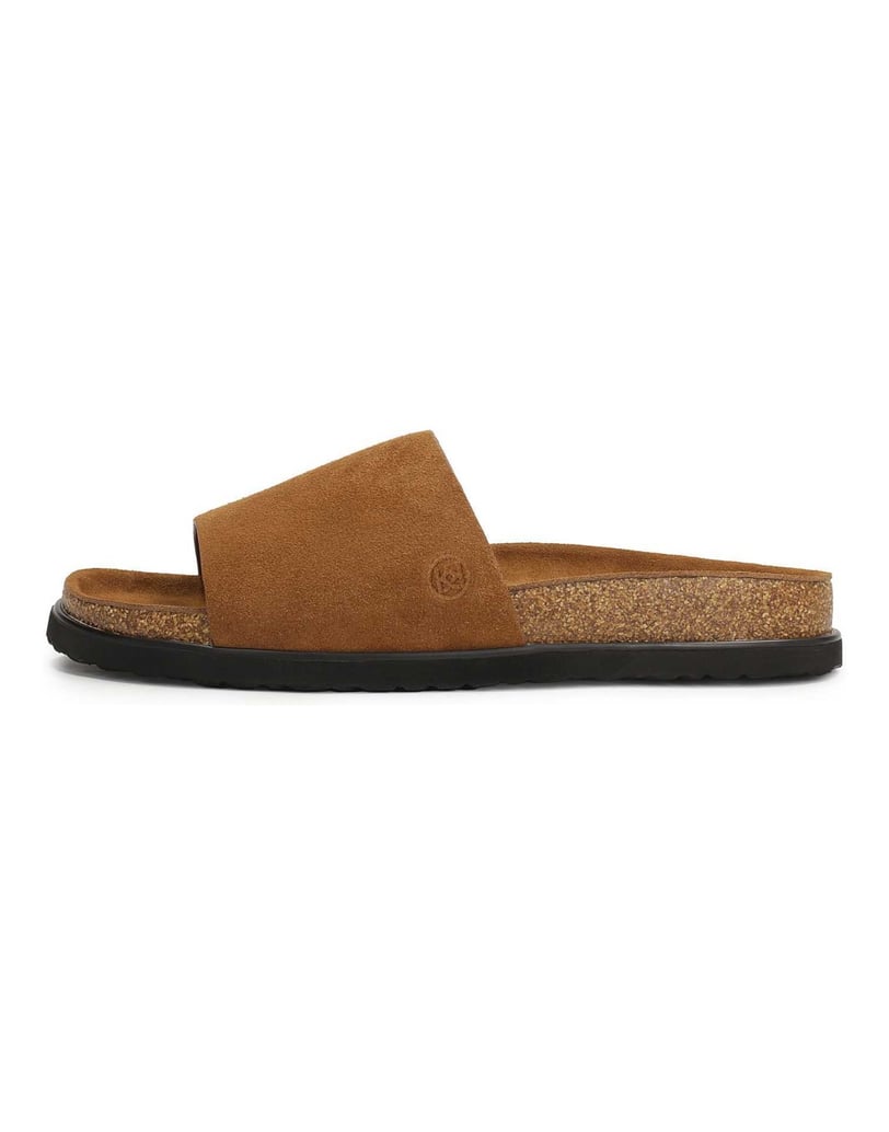 Kazar-Brown-suede-slides-on-a-cork-sole-hnědá