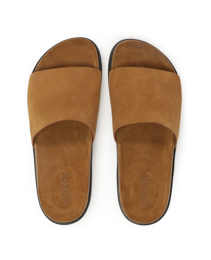 Kazar-Brown-suede-slides-on-a-cork-sole-hnědá