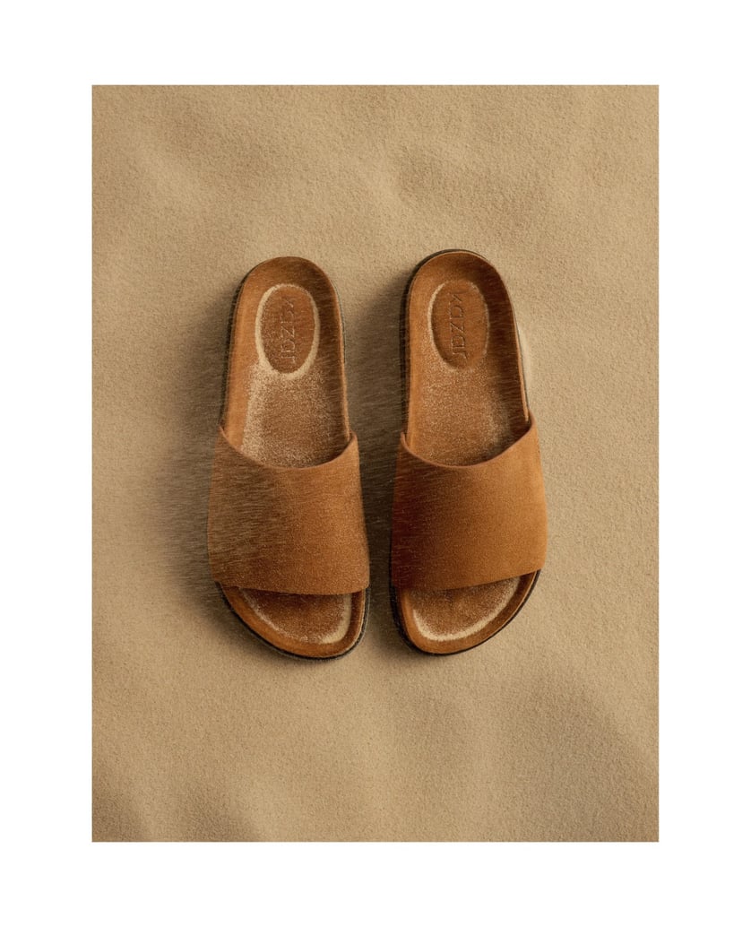 Kazar-Brown-suede-slides-on-a-cork-sole-hnědá