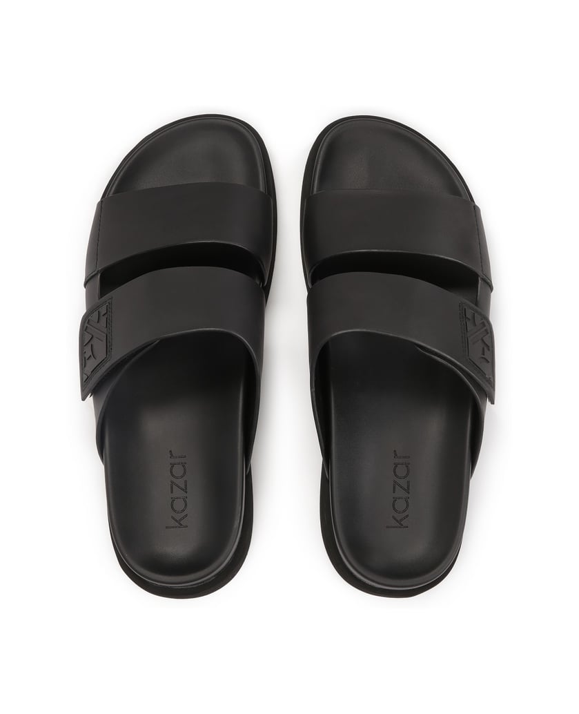 Kazar-Bequeme-schwarze-Pantoletten-mit-mattem-schwarz