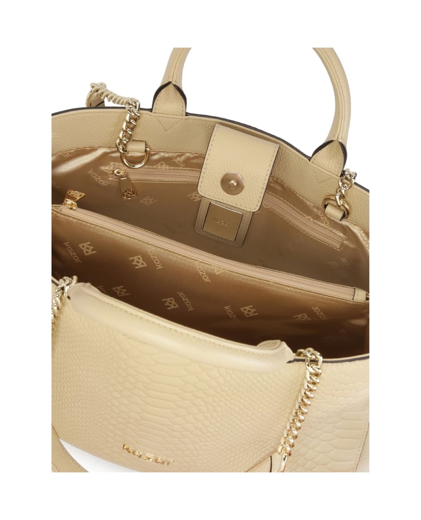 Kazar-Beigefarbene-Lederhandtasche-mit-Doppelg-beige