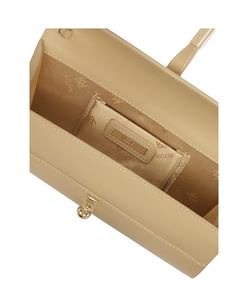 Kazar-Elegante-Clutch-Tasche-mit-monogrammiert-beige