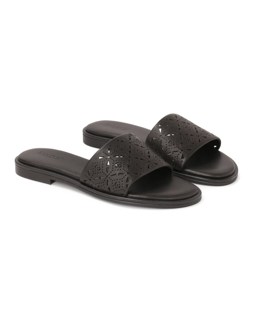 Kazar-Schwarze-Leder-Slides-mit-durchbrochener-schwarz