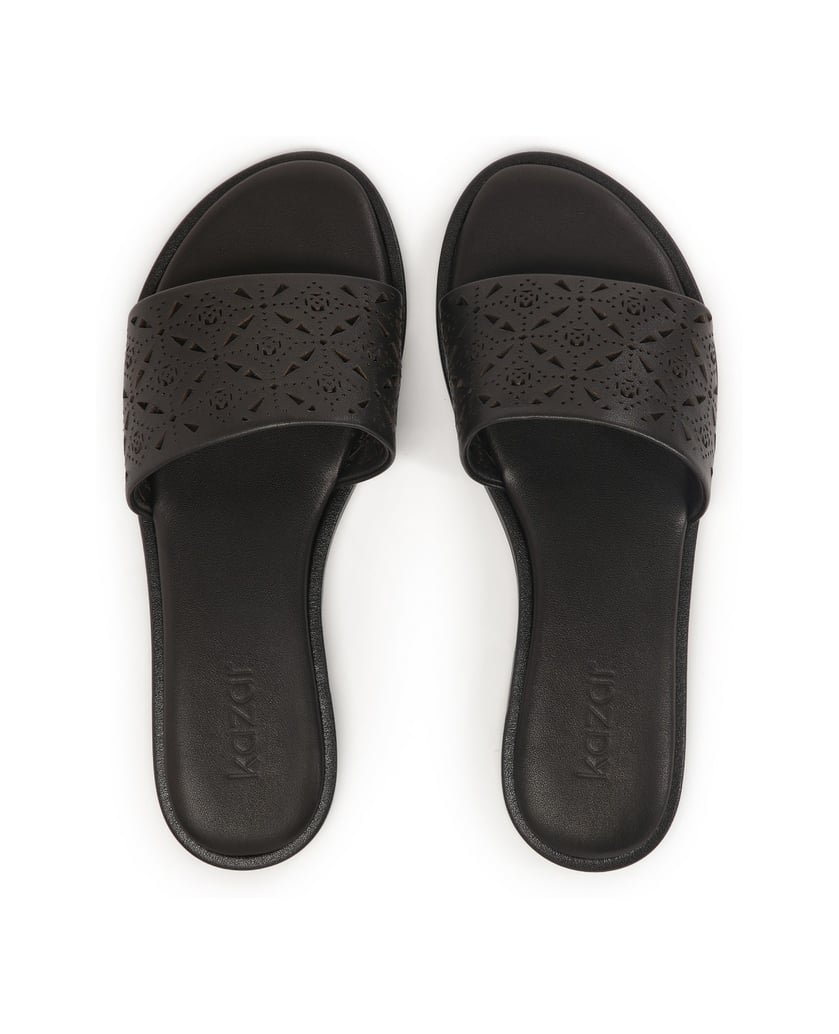 Kazar-Schwarze-Leder-Slides-mit-durchbrochener-schwarz