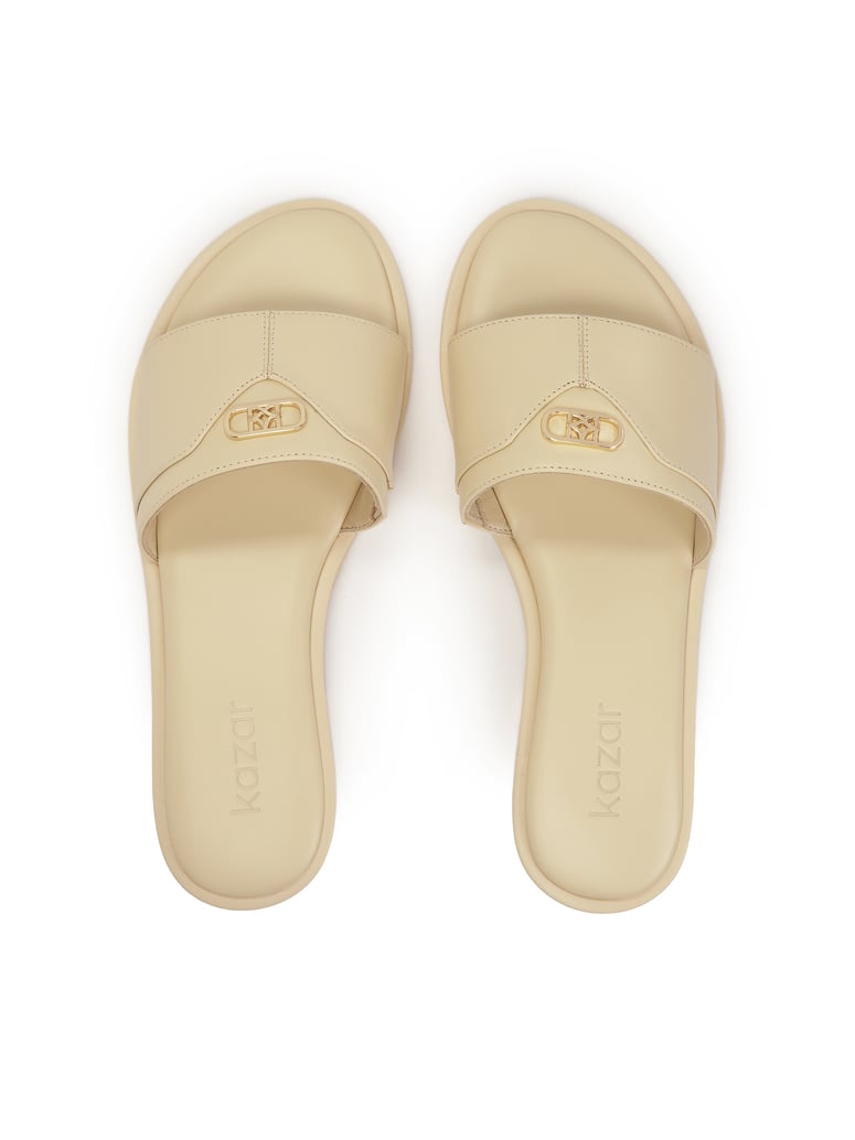 Kazar-KAZAR-Pantoletten-aus-cremefarbenem-Lede