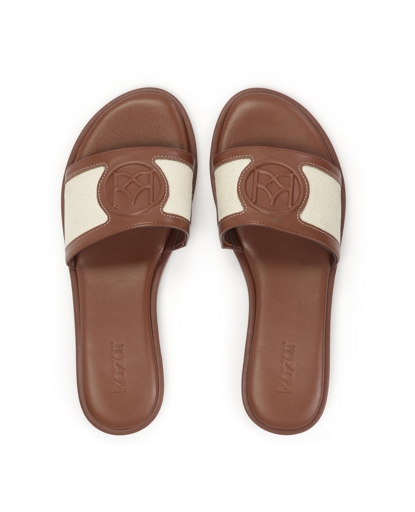 Kazar-Flache-Rutschen-aus-Leder-und-Stoff-braun