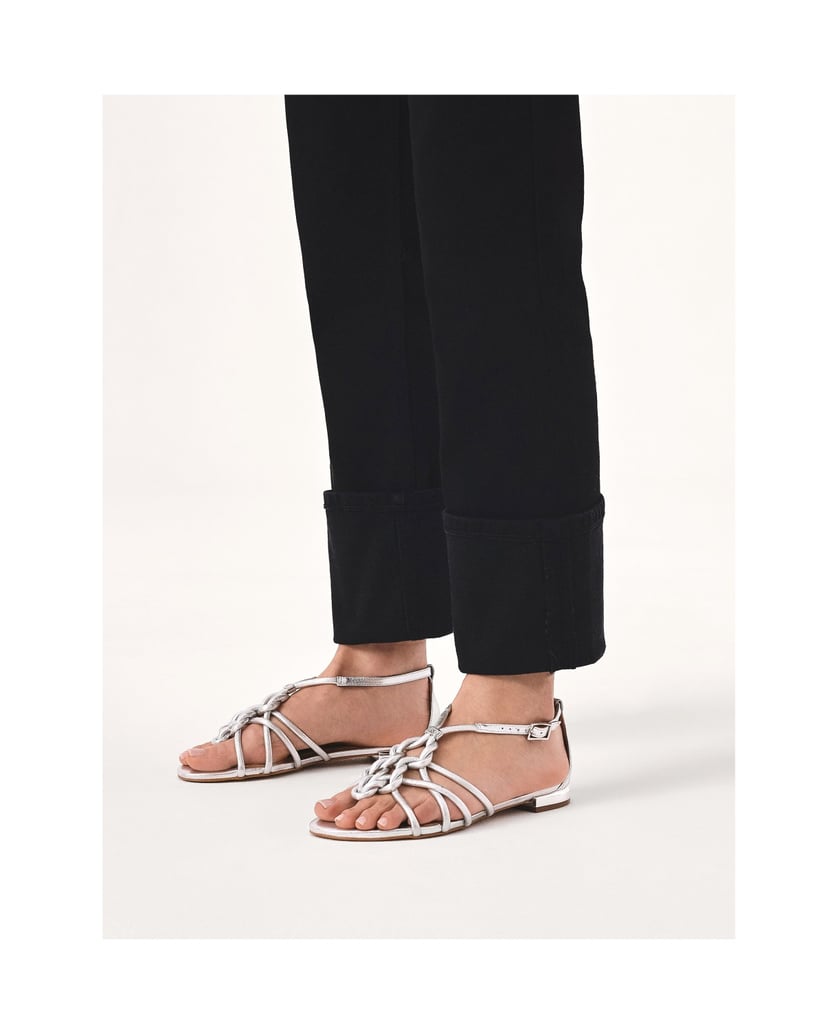 Kazar-Silver-flat-sandals-with-interlaced-straps-strieborná