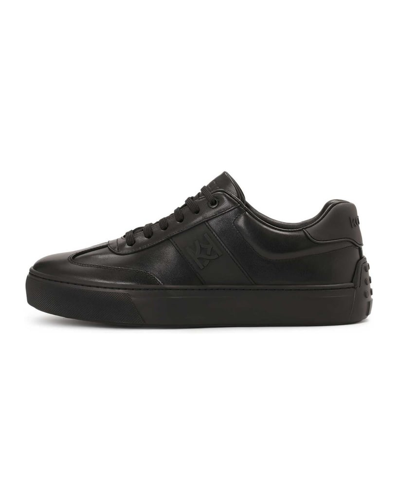 Kazar-Schwarze-Leder-Sneakers-mit-Gummi-an-der-Ferse-schwarz