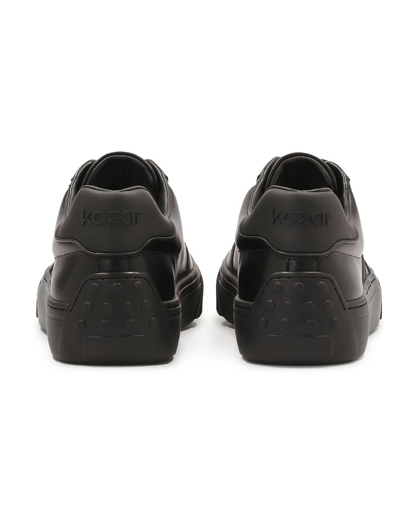 Kazar-Schwarze-Leder-Sneakers-mit-Gummi-an-der-Ferse-schwarz
