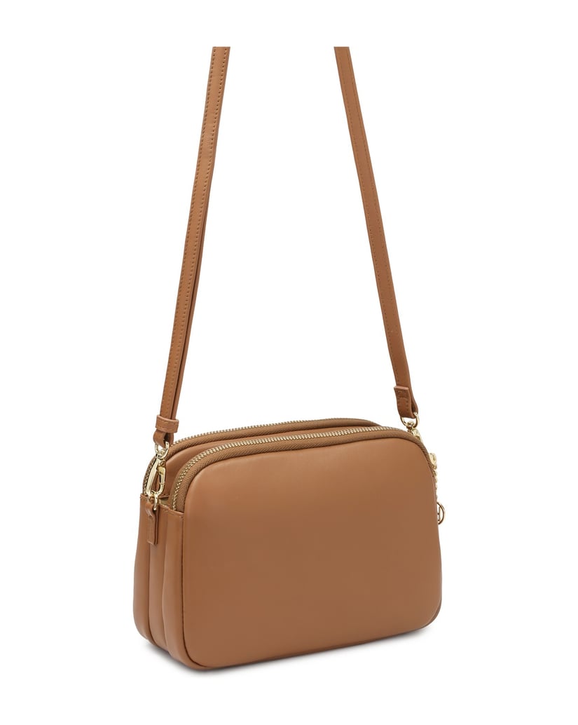 Kazar-Hellbraune-Lederhandtasche-mit-Riemen-camel