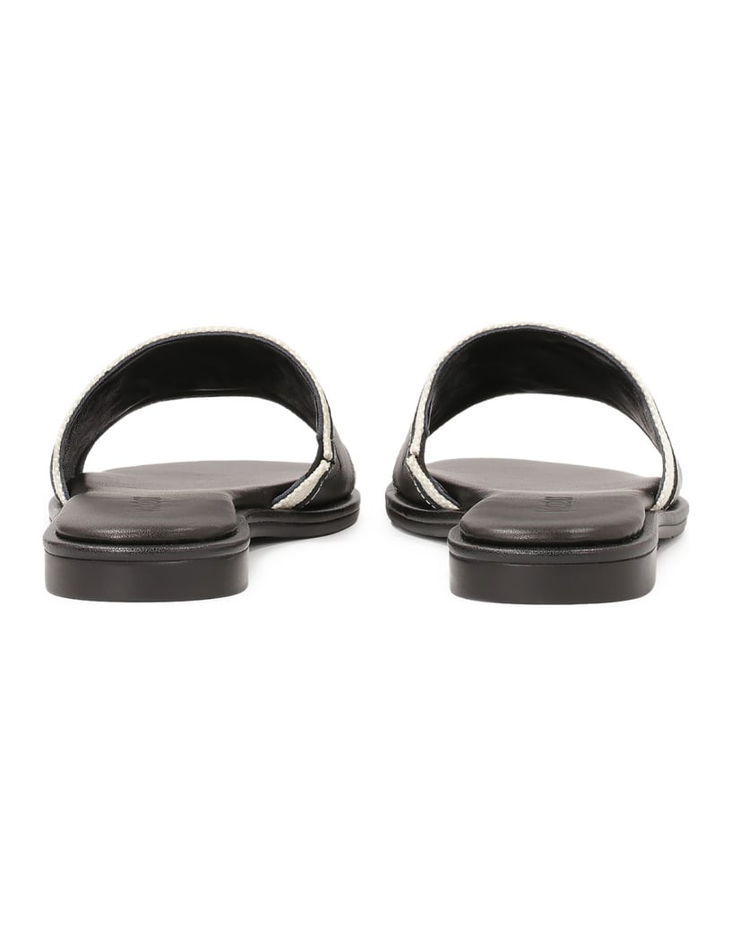 Kazar-Flache-Rutschen-aus-Leder-und-Stoff-schwarz